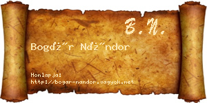 Bogár Nándor névjegykártya